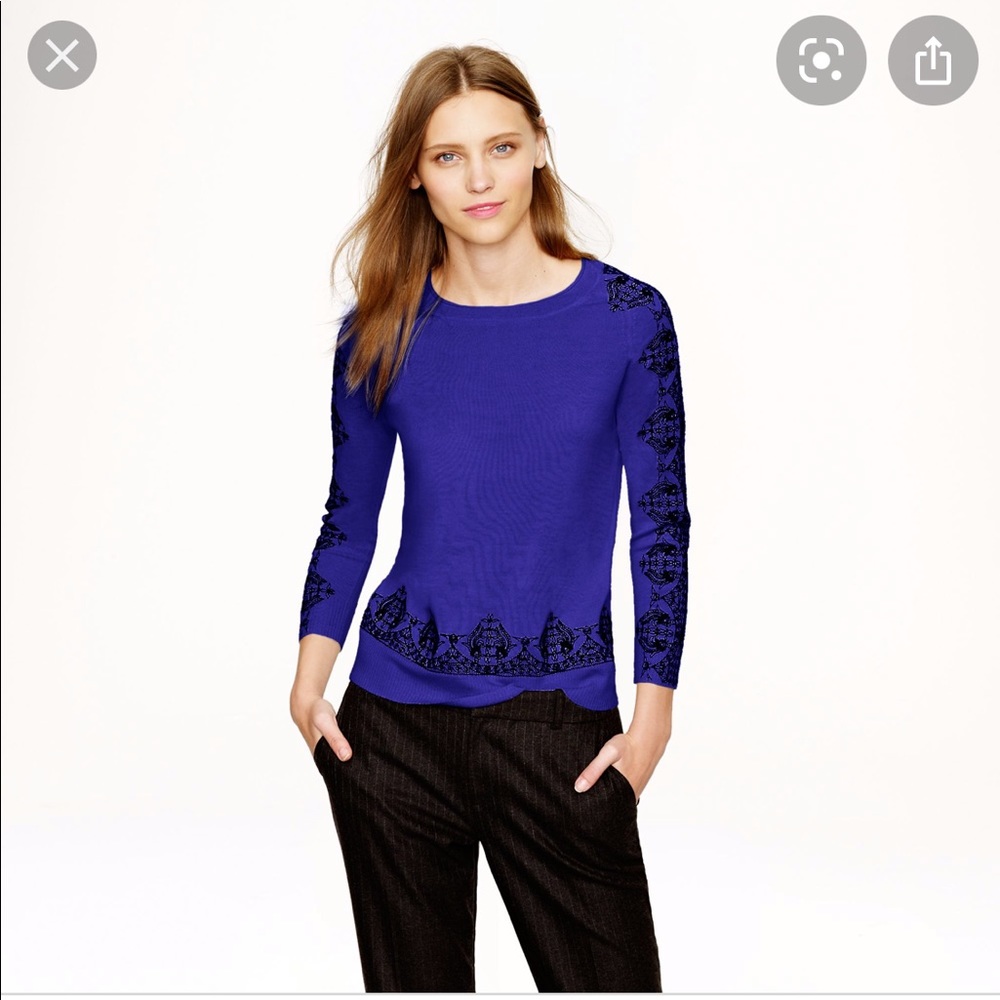 J. Crew 100% wool embroidered sweater